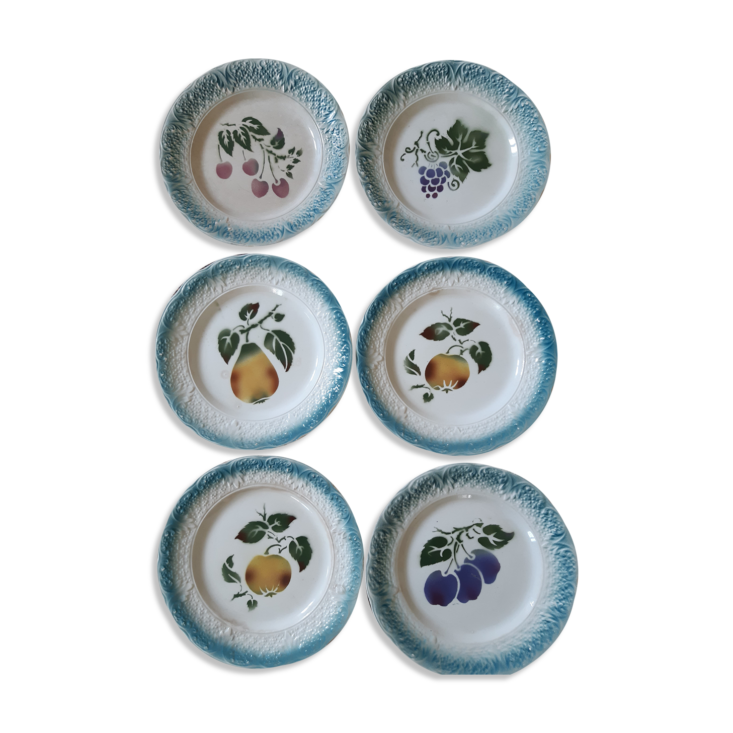 Lot de 6 assiettes barbotine