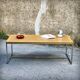XXL coffee table in oak and chrome steel