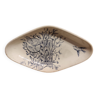 Belle grande assiette de service Français vintage, de R. Lafitte. Dépôt Général, Terre de Fer, Salins.