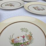 Set 12 plates Gien 1960 Japanese gardens variations in minor yellow