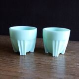 2 pale green art deco opaline shells