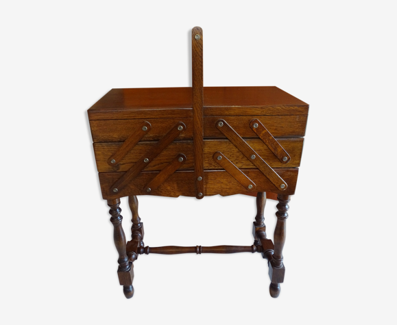 Travailleuse bois sur pied vintage