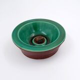 Vintage ceramic and leather ashtray from the 1950s