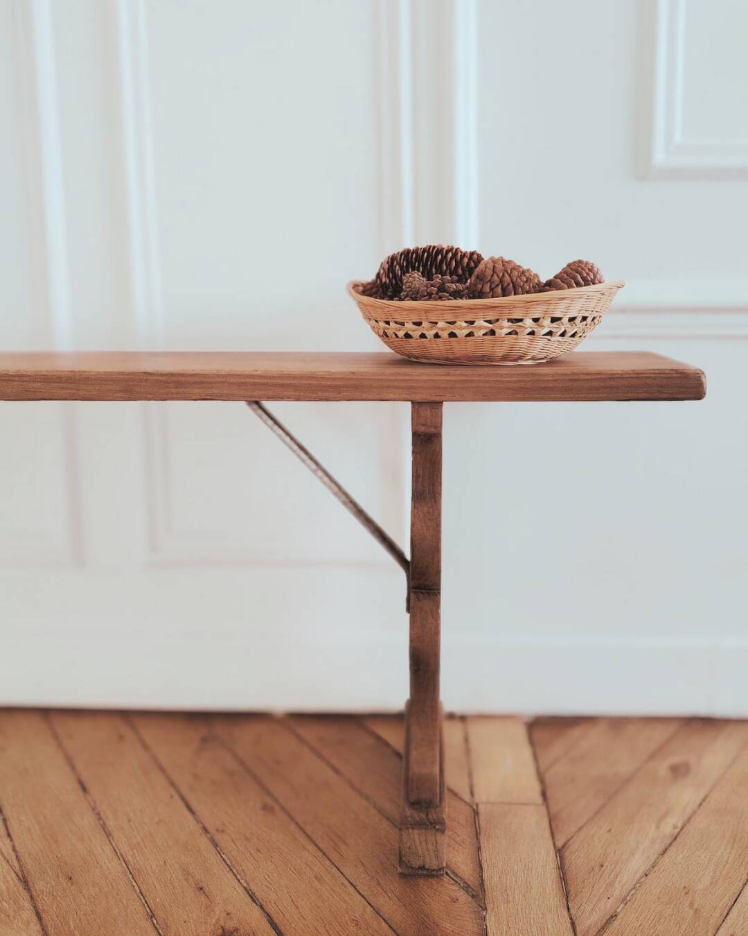 Renovated vintage bench, made of wood - 2 available, sold individually.