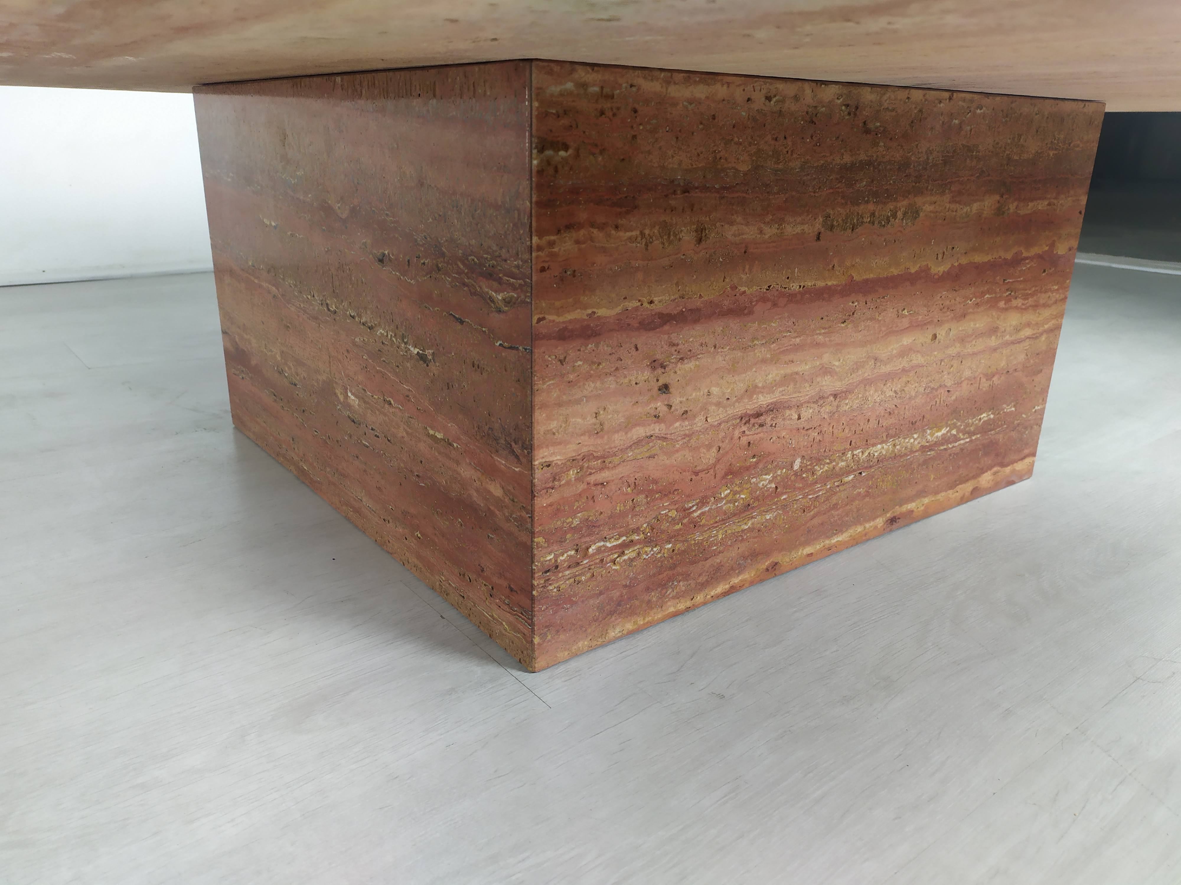 Travertine coffee table red design