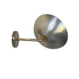 Vintage adjustable brushed metal and brass wall light, France 1970