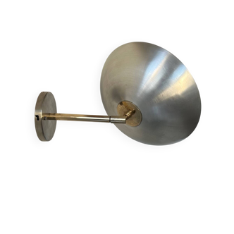 Applique orientable vintage métal brossé et laiton, France 1970