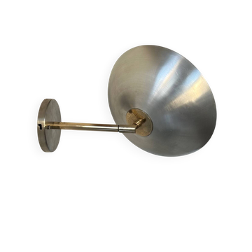 Applique orientable vintage métal brossé et laiton, France 1970