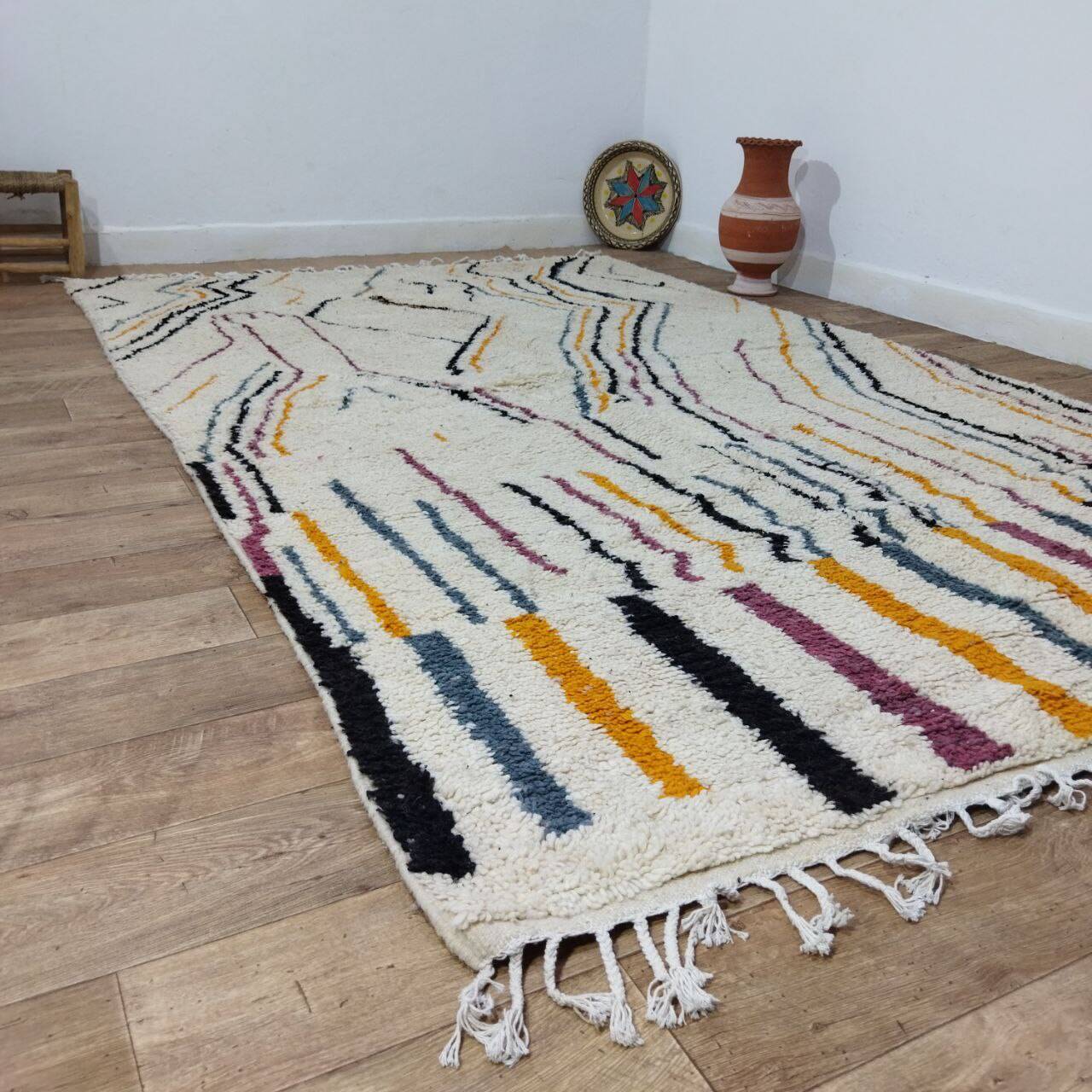Handmade wool Berber rug 310 x 192 cm