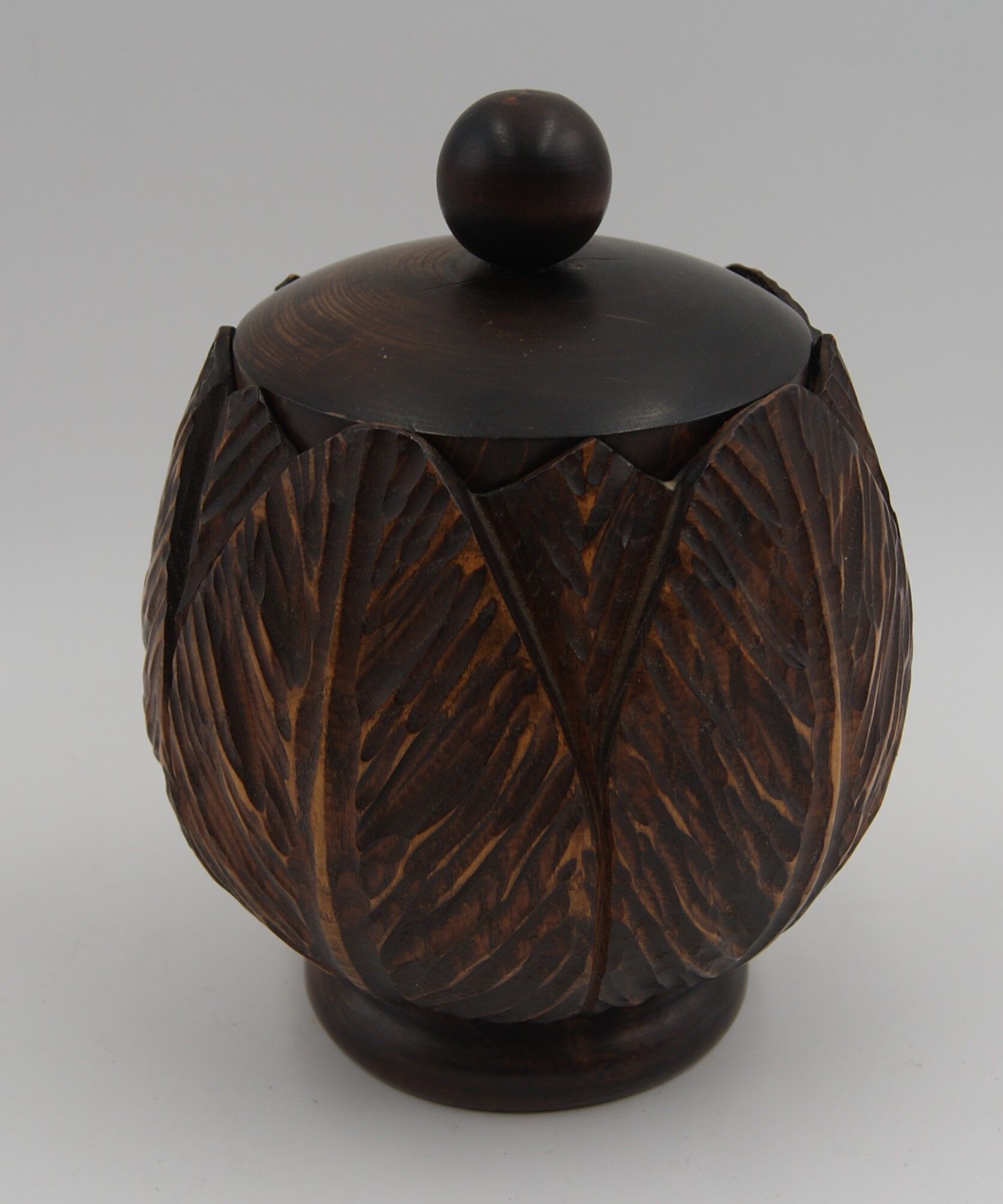 Box carved wood vintage foliage