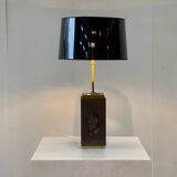 Vintage brass agate table lamp, 1970s