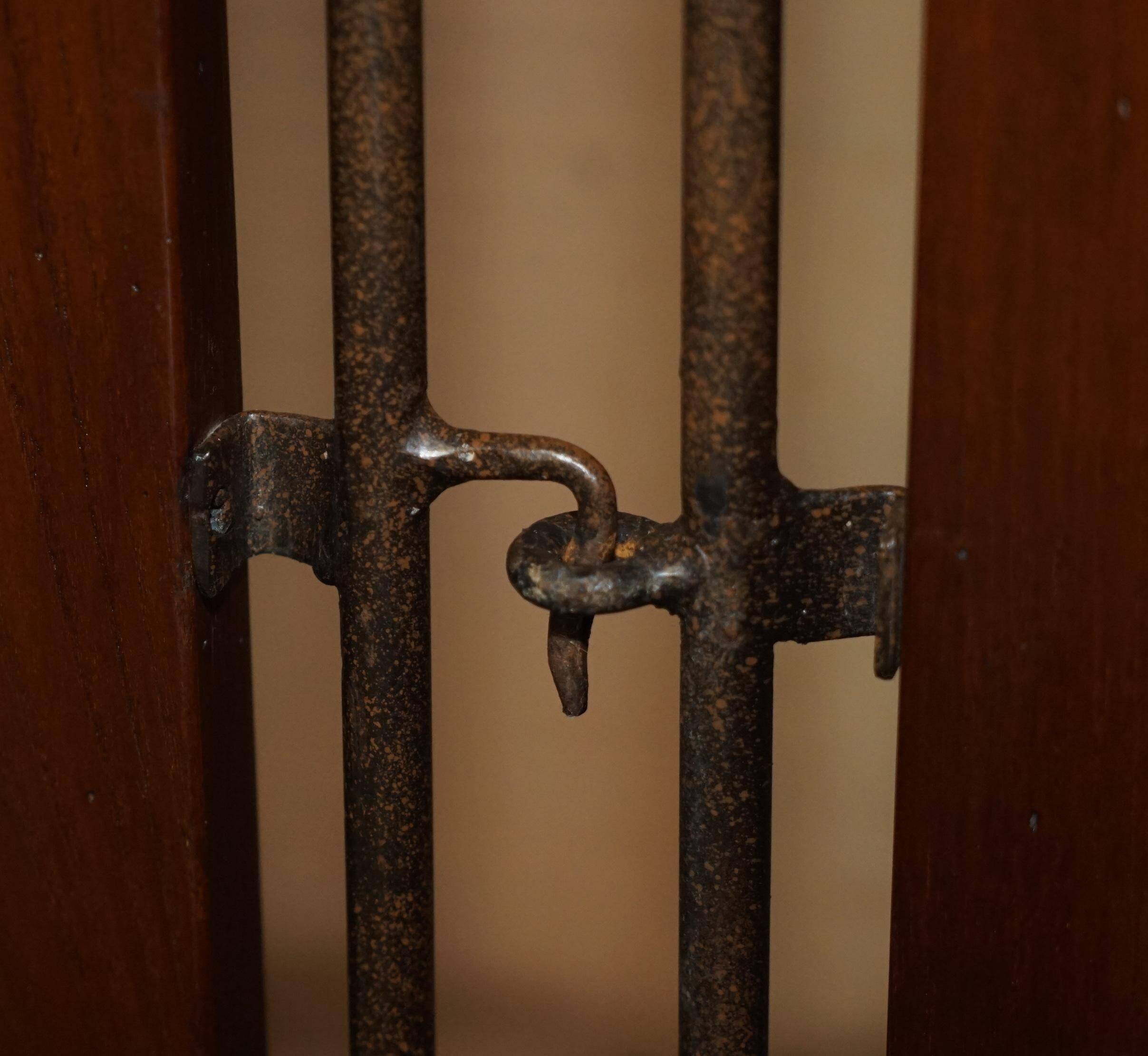Vintage 3-panel wrought iron screen, bergère and hardwood.