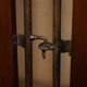Vintage 3-panel wrought iron screen, bergère and hardwood.