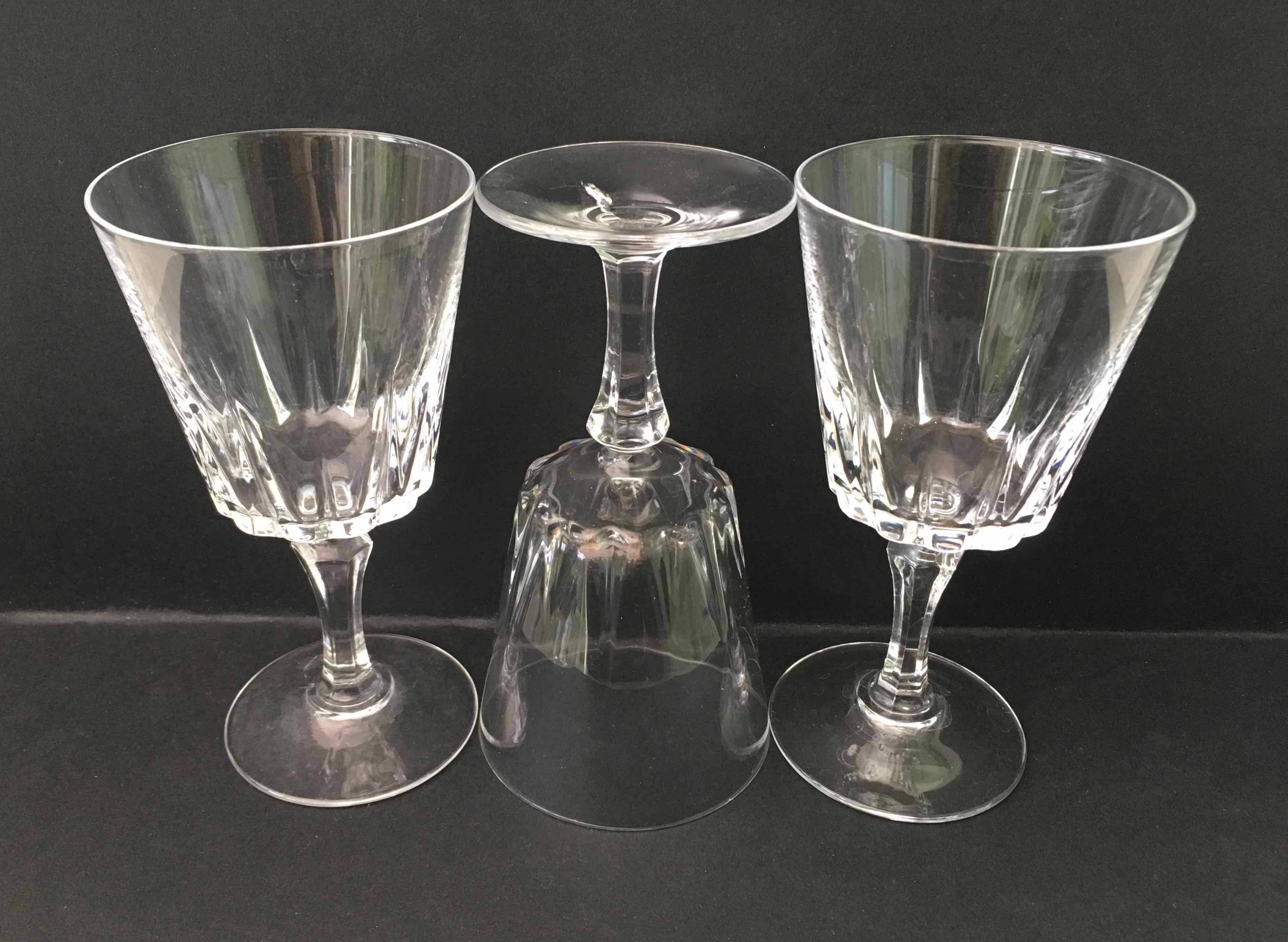 Set of 12 cut crystal wine glasses