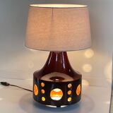 Lamp in ceramic double lighting and fabric