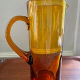 Amber pitcher bubbled glass