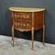 Small demi-lune jump commode in marquetry, transitional style between Louis XV and Louis XVI – early 20th century.
