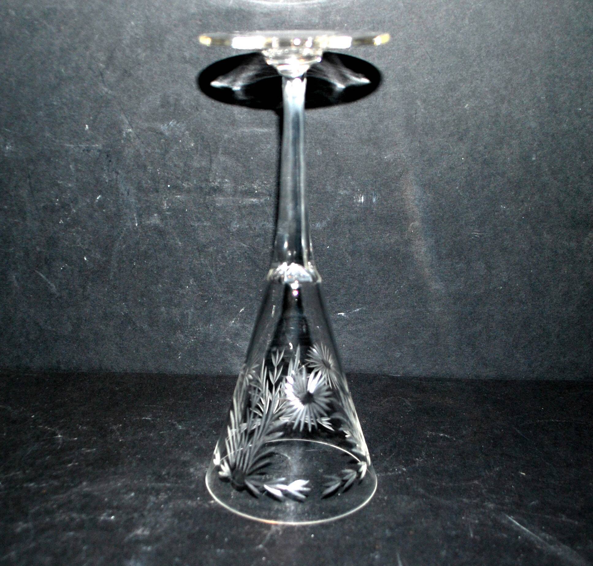 Set of 6 Roemer wine glasses Crystal flutes engraved garland 1900