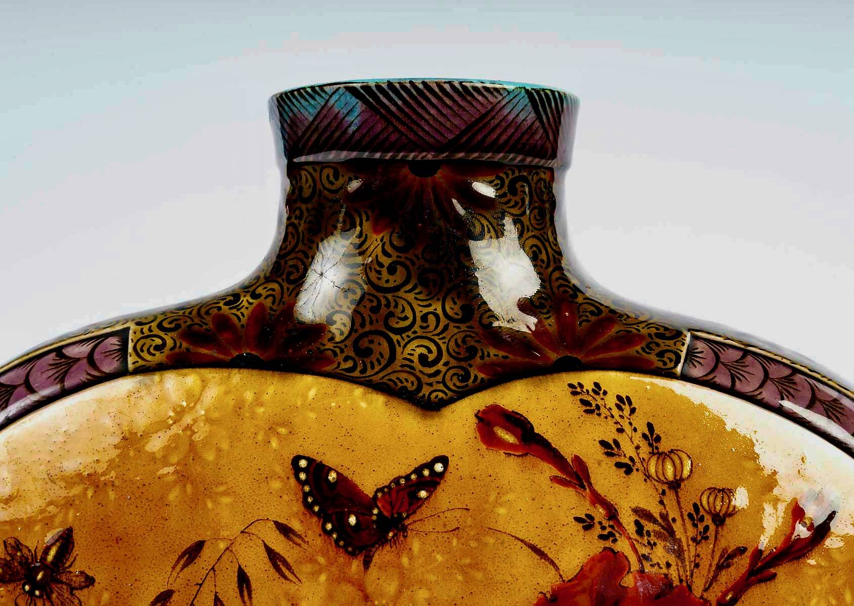 Théodore Deck (1823-1891) Vase. Japonese style in earthenware circa 1885