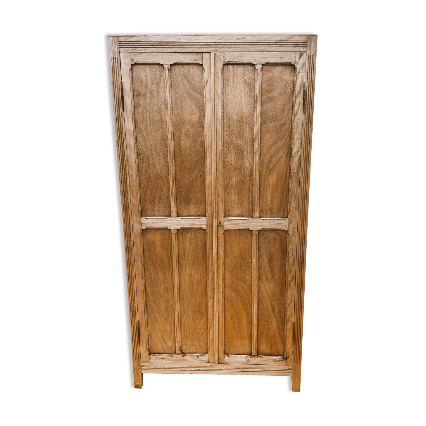 Wardrobe, vintage Parisian wardrobe in raw wood