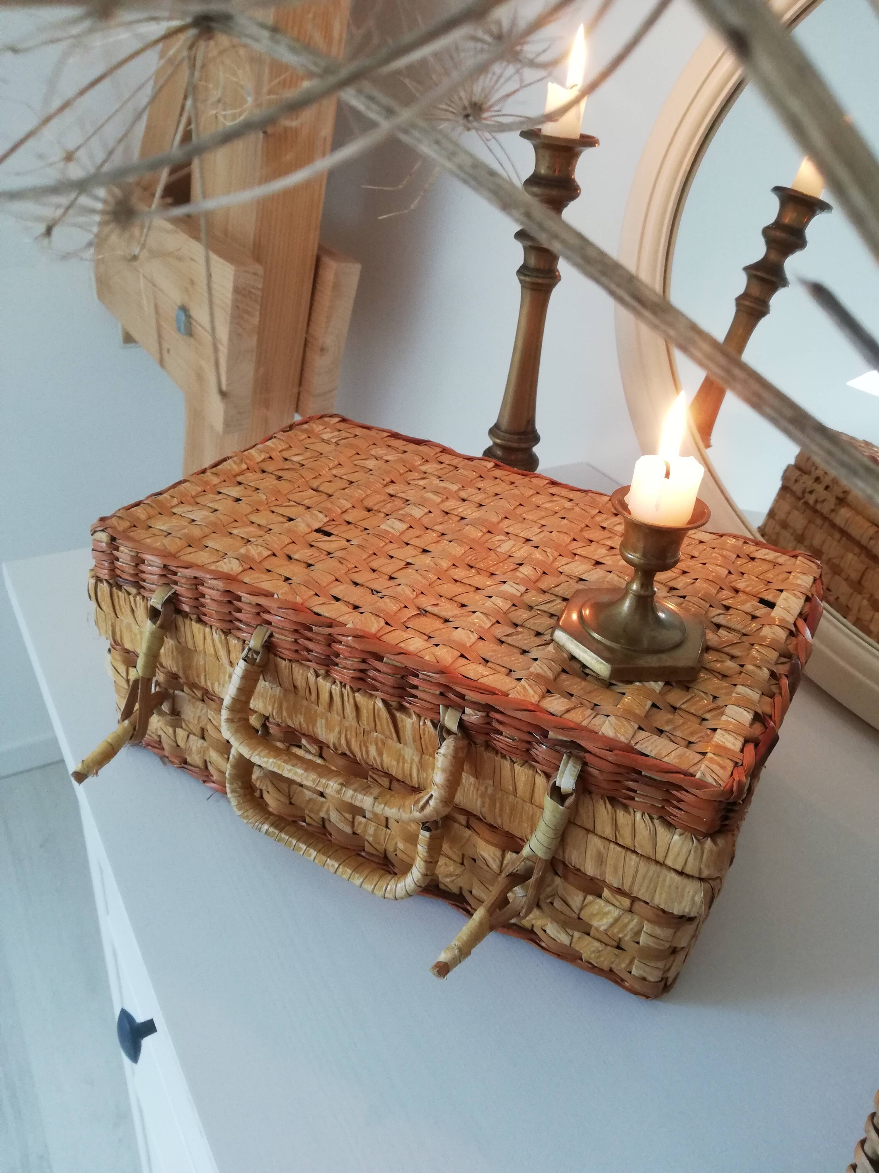 Vintage wicker suitcase