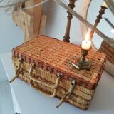 Vintage wicker suitcase