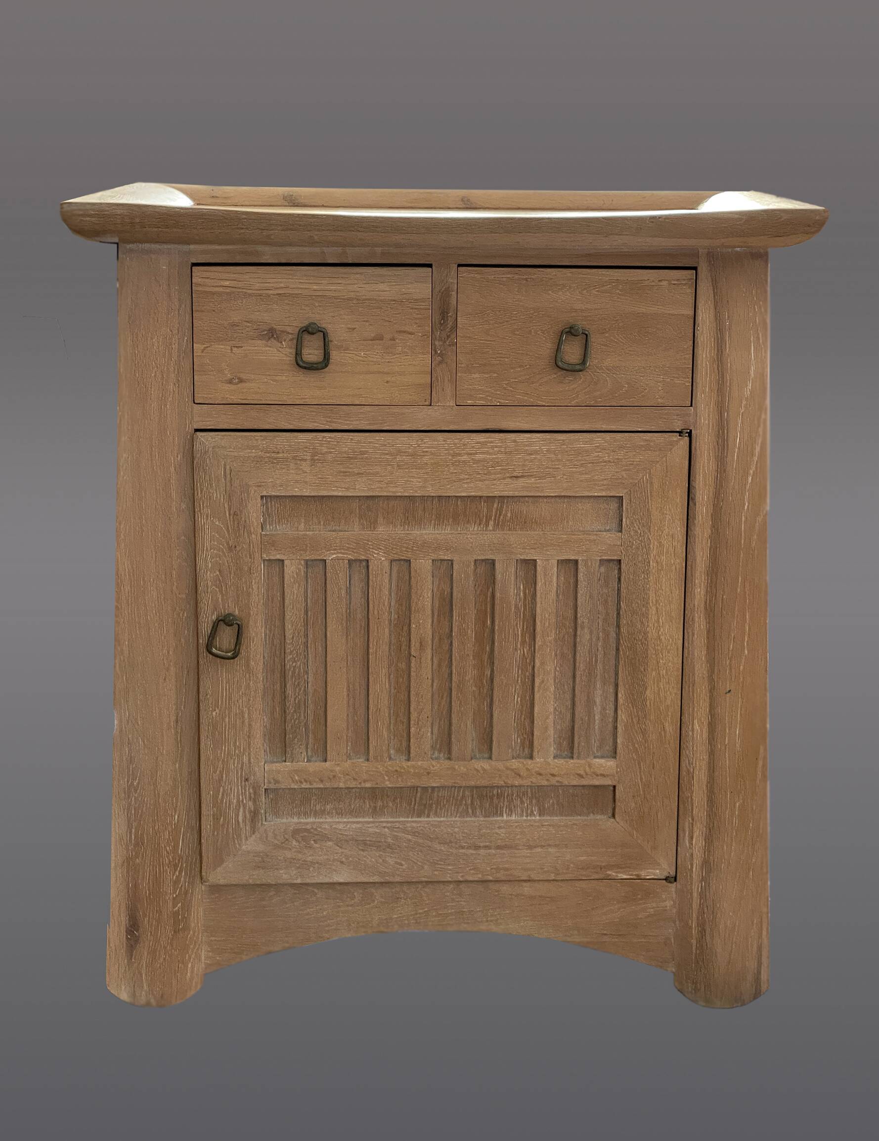 Small chest of drawers in solid oak white lead Art Nouveau style
