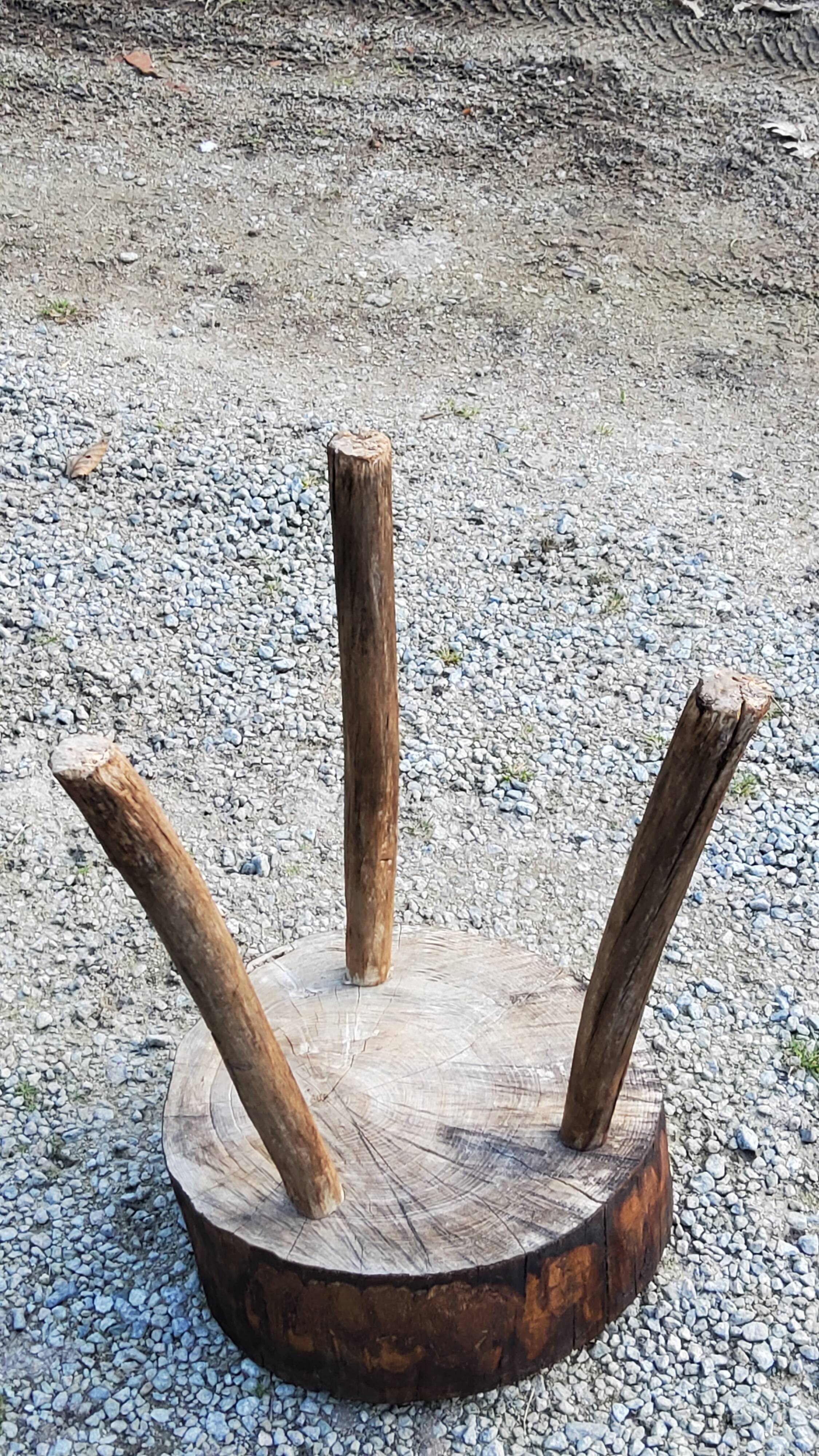 Brutalist tripod billot stool