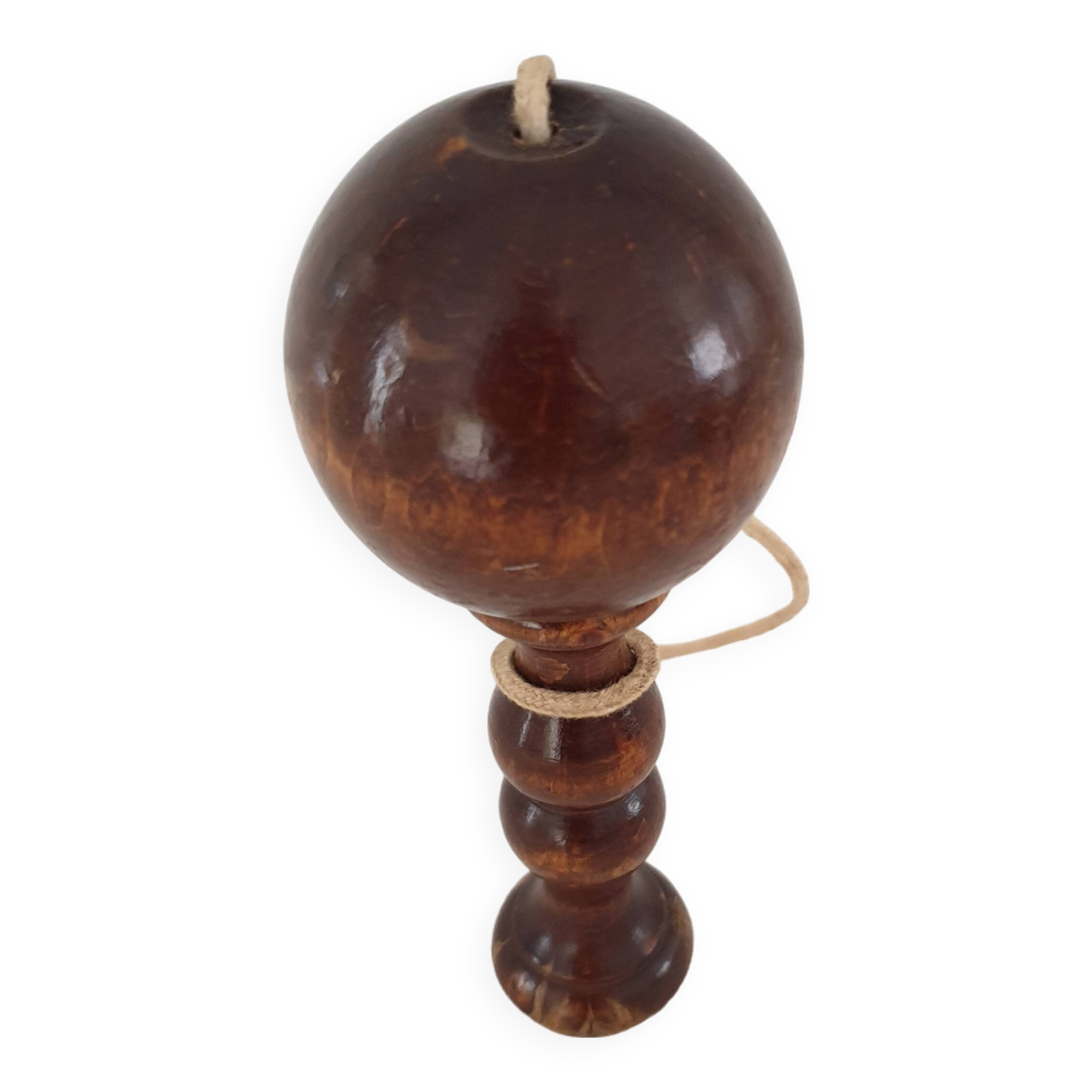 Old wooden Bilboquet - wood color Height 16 Cm