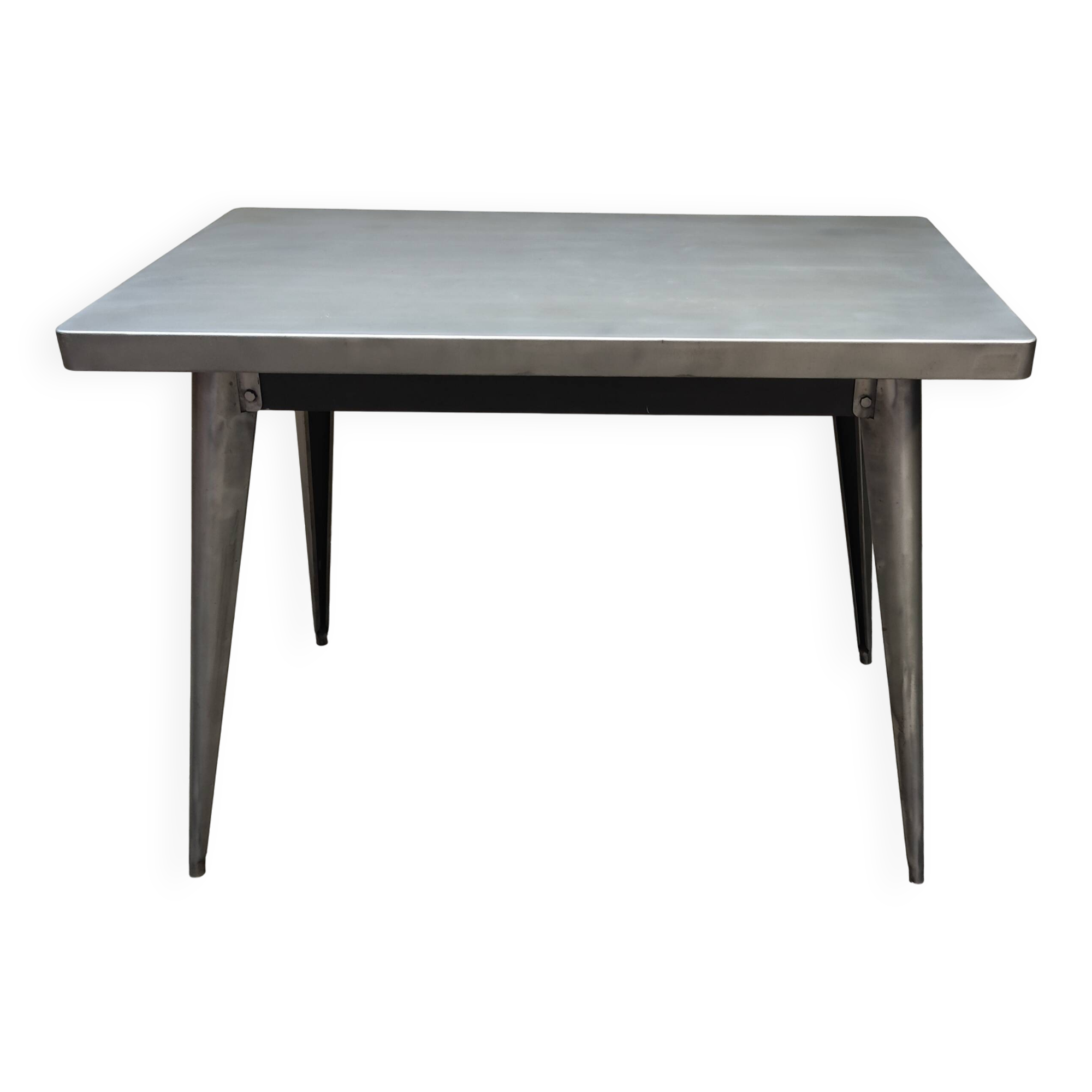 Antique large Tolix A table in brushed metal