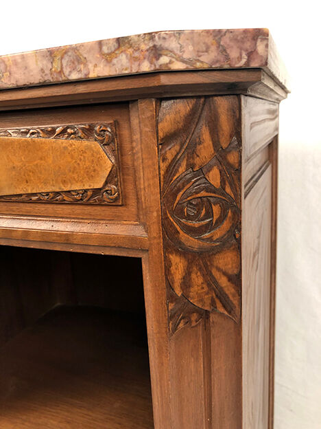Bedside furniture wood and marble art deco period