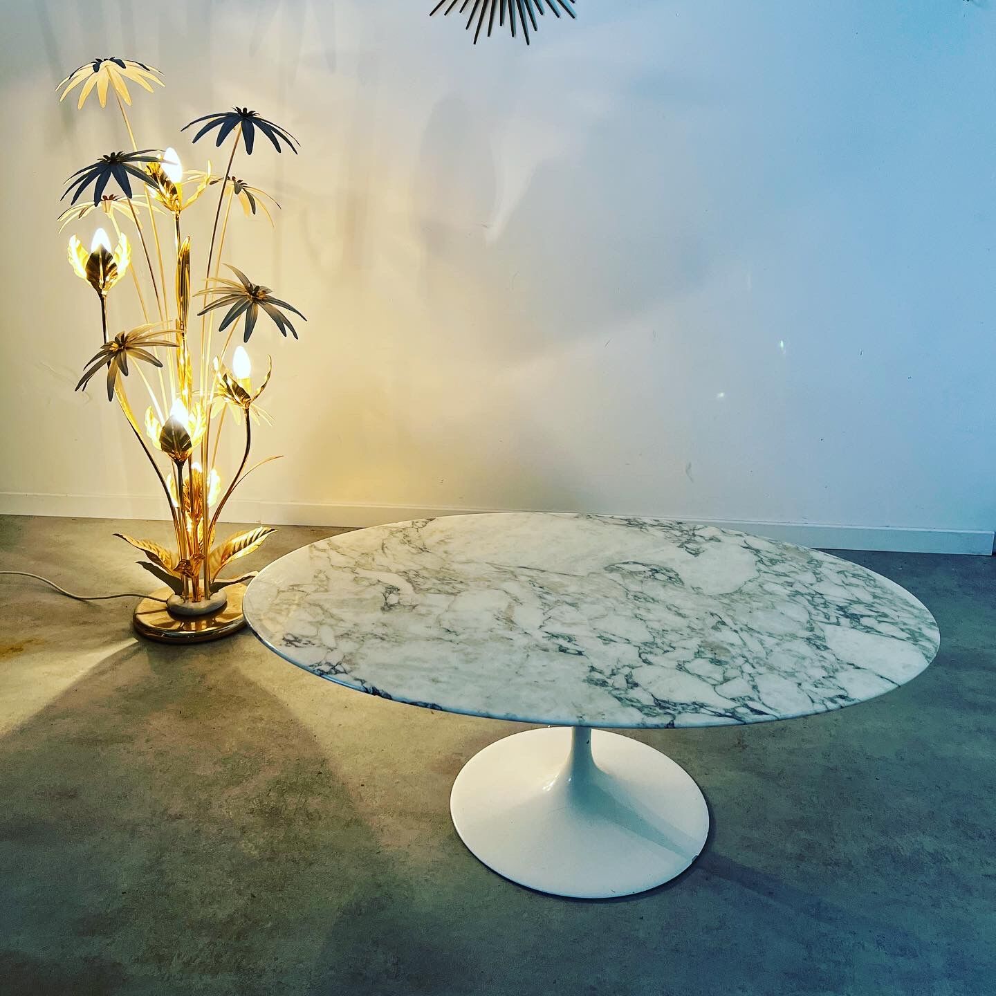 Floor lamp flower metal Design Hans Kögl Scandinavian vintage 5 burners