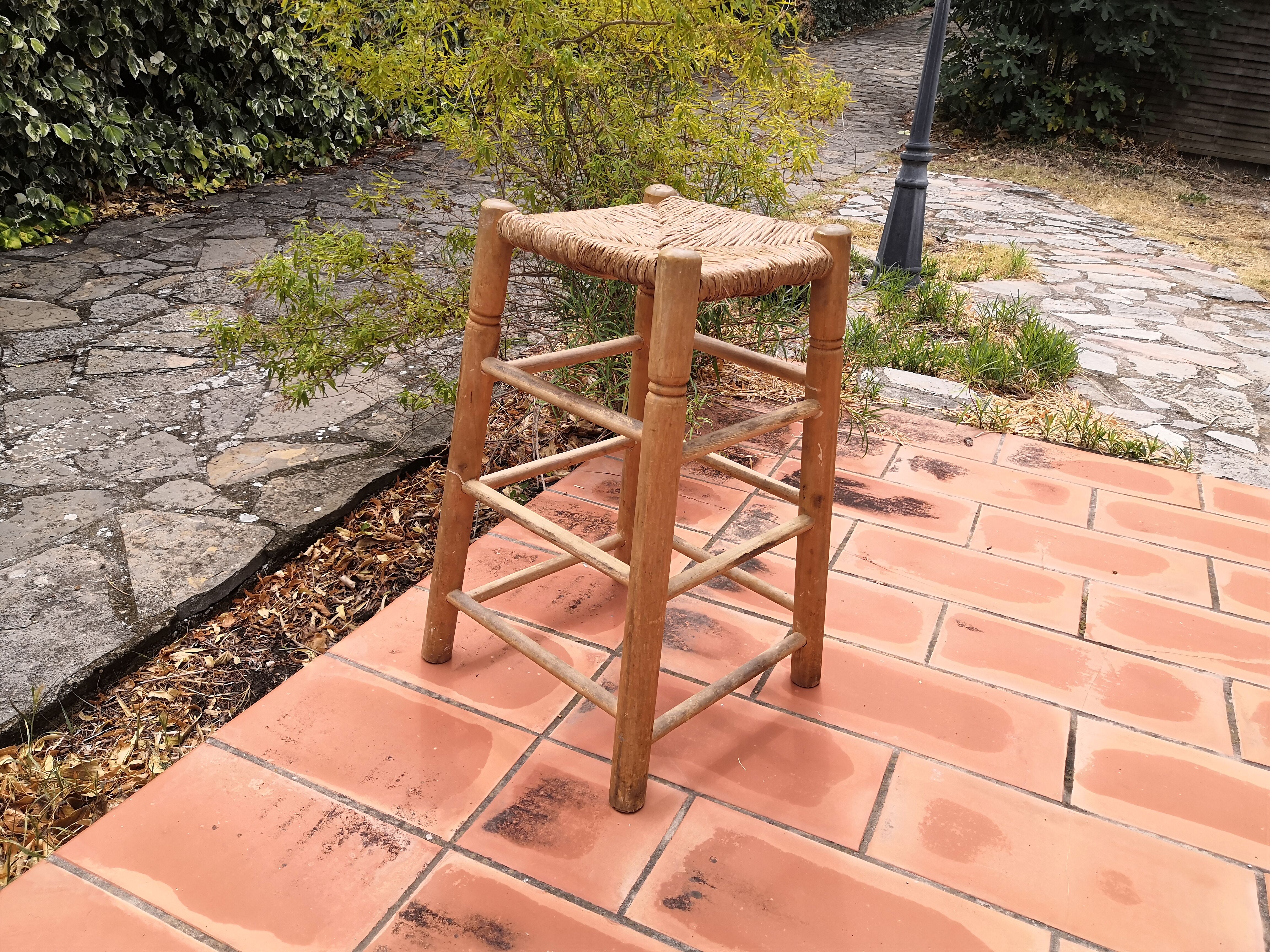 Rush and birch stool 1960
