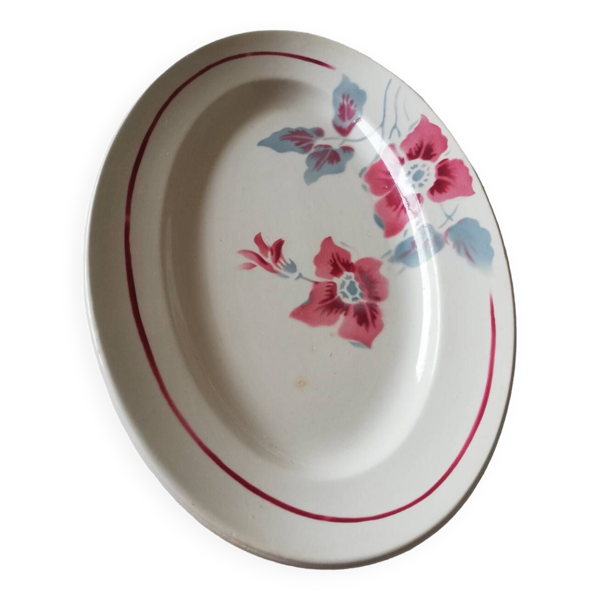 Plat de service, ravier fleuri Digoin Clématite