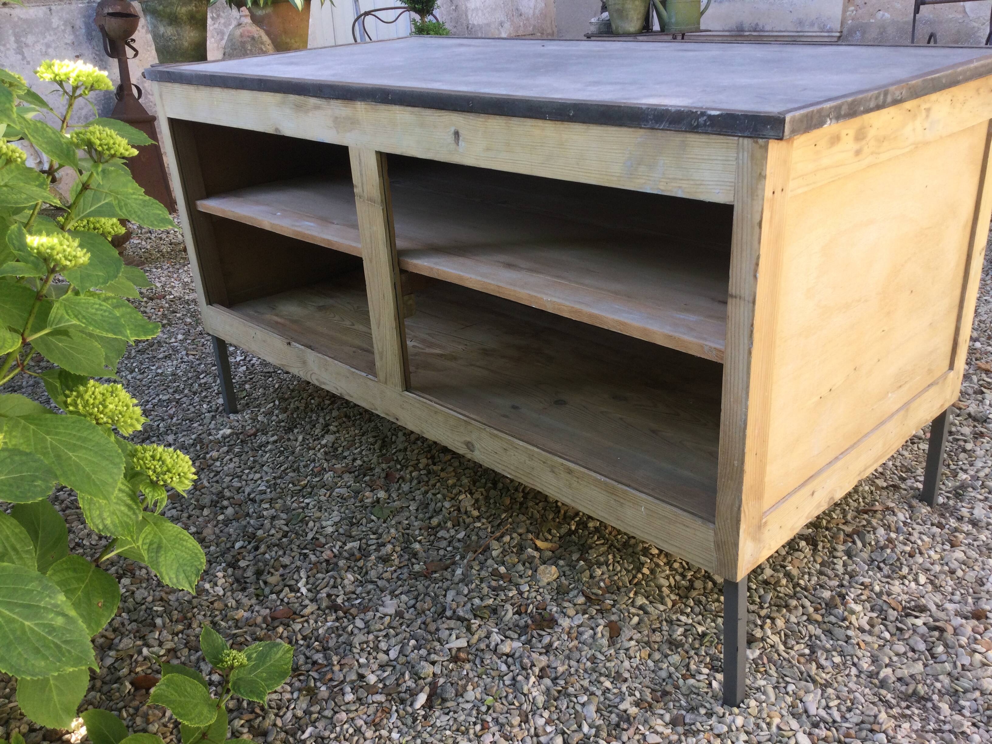 Antique workshop cabinet with sliding doors