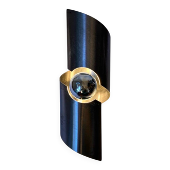 Brushed stainless steel wall light by Oxar France 1970