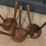 Suite of 3 brutalist stools XXth tripod feet