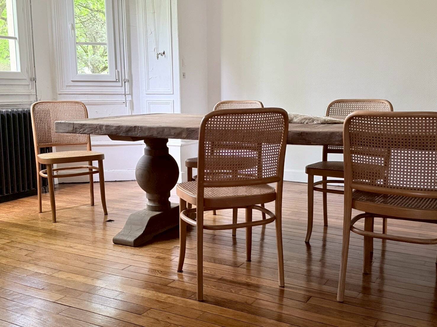 Monastery table - sun - in solid old oak - length 375 cm