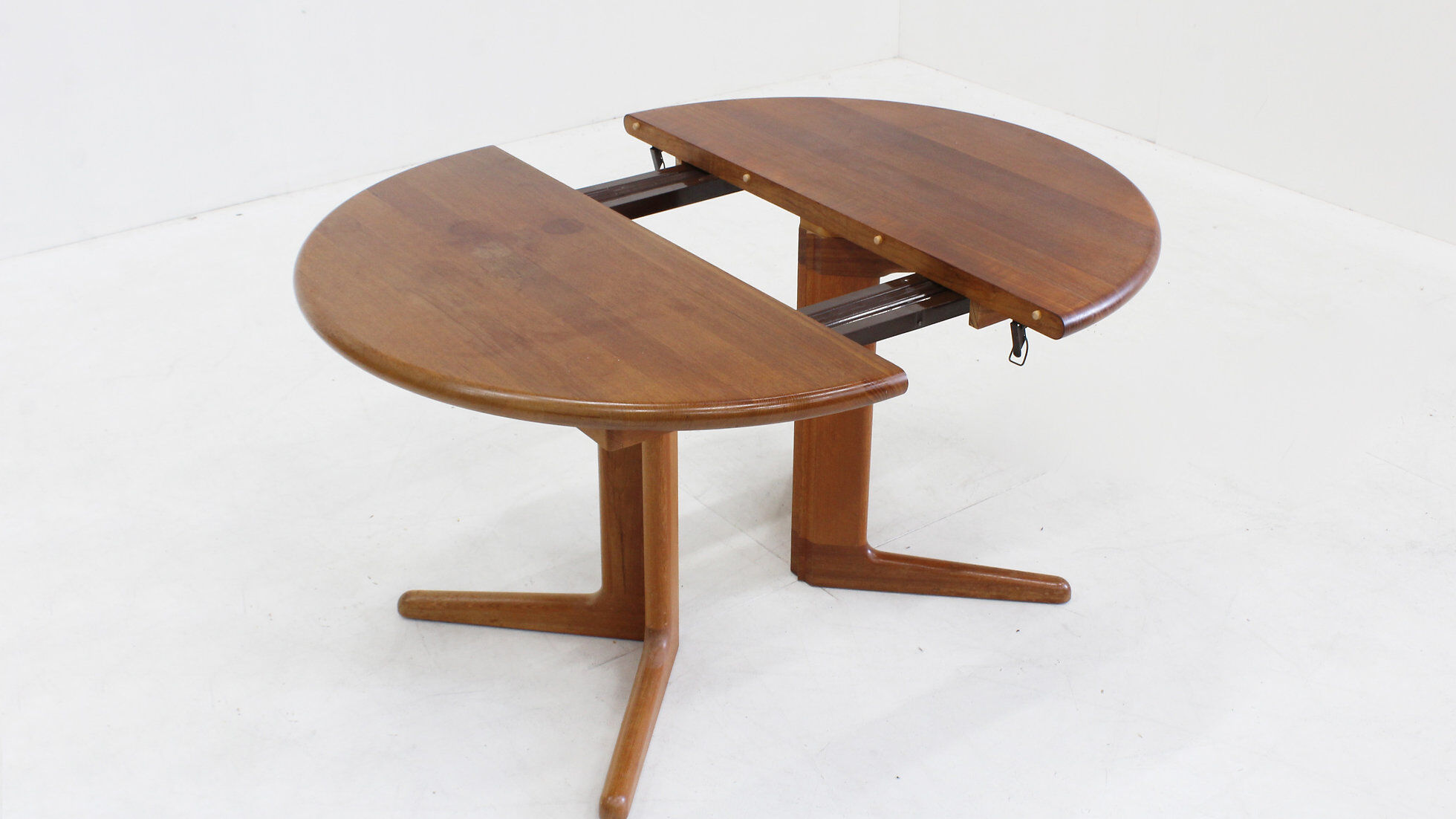 Vintage Danish oval extendable dining table solid teak 1960s XL