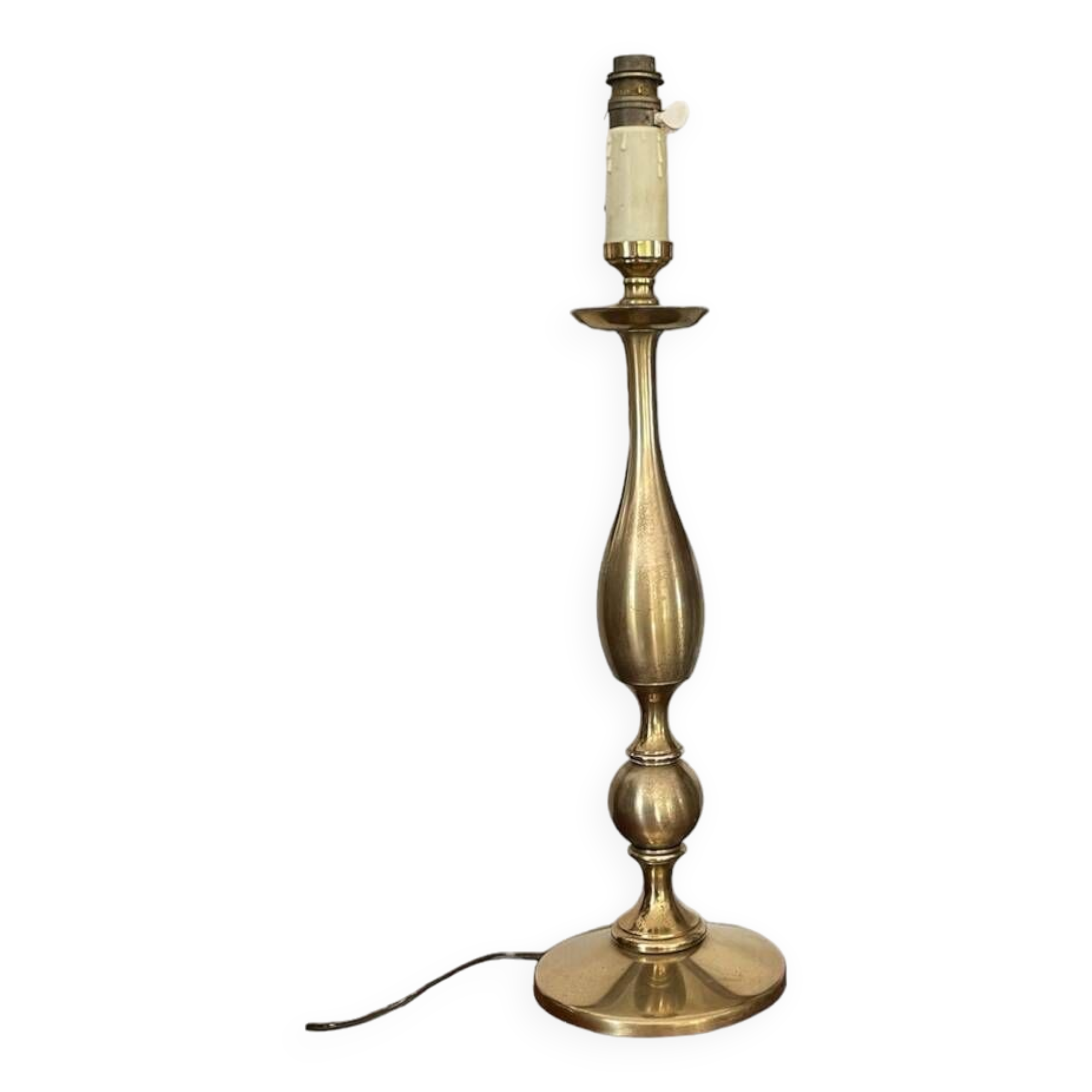Vintage baluster lamp in golden brass 51cm
