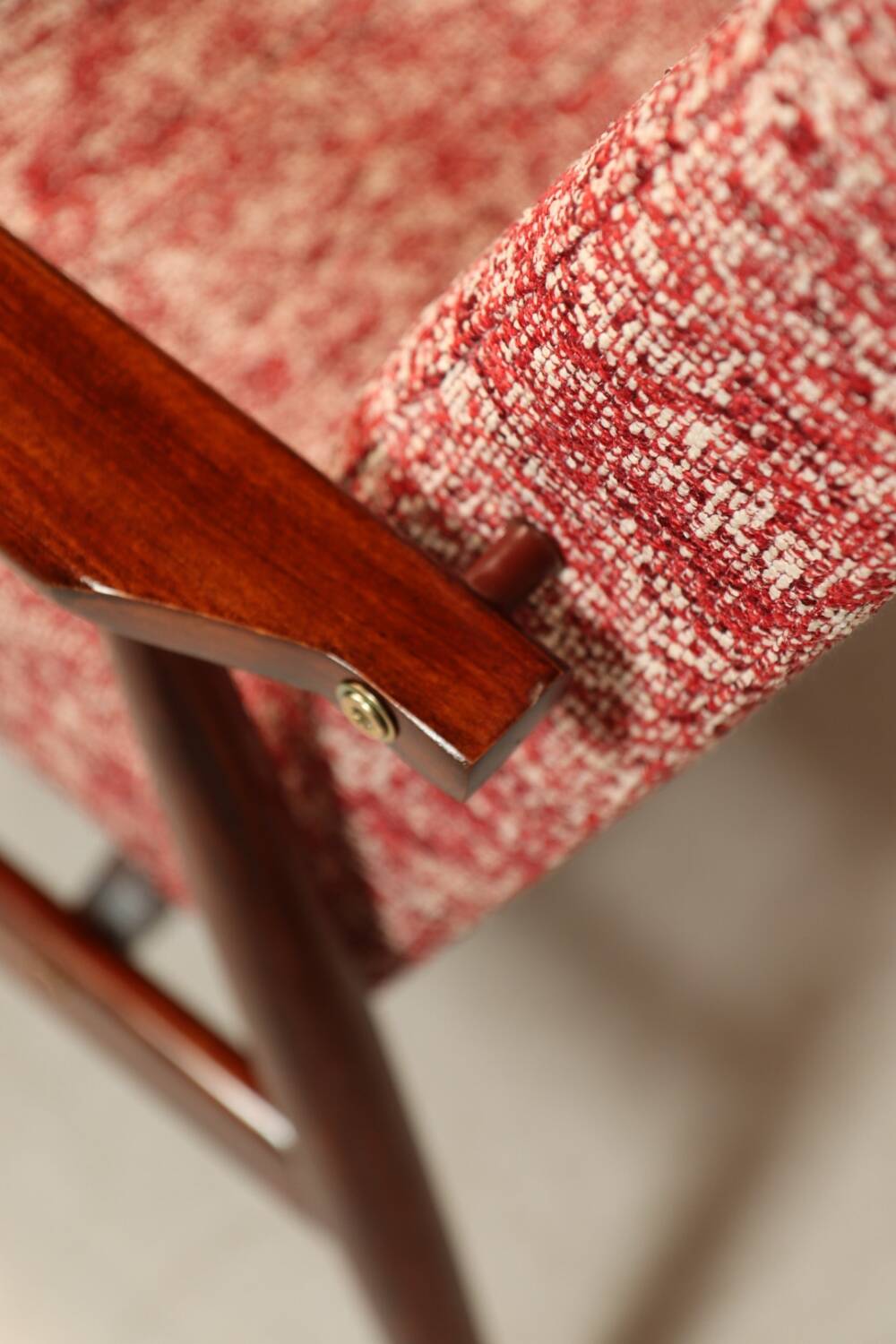 Vintage armchair and footrest red lobster Boho style fabric design by H.Lis 300-190 model