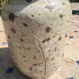 Puisaye stoneware vase with leaf decoration