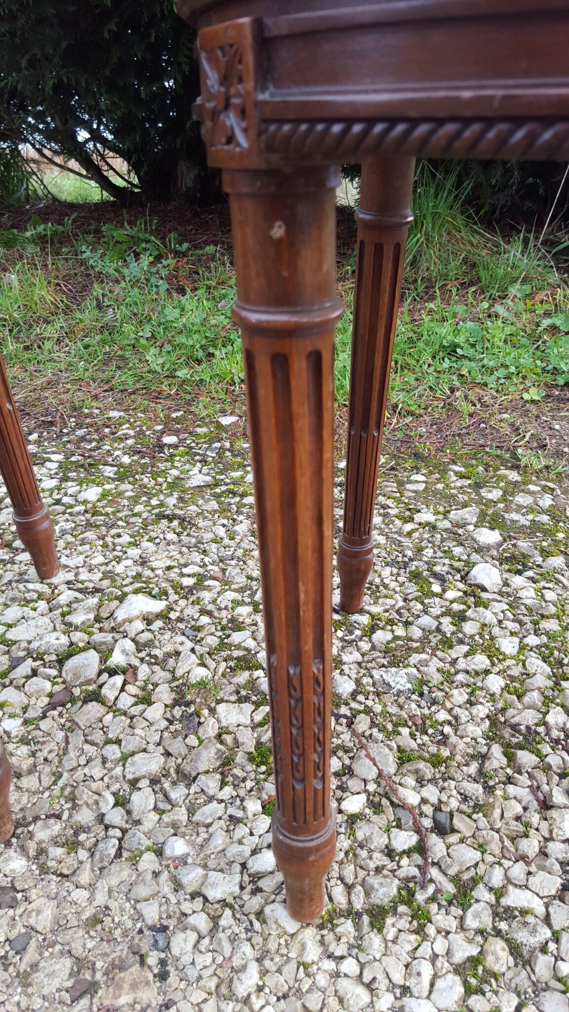 Pair of Louis XVI style walnut chairs