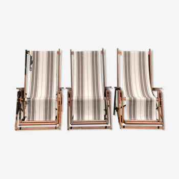 3 Ocean liner deck chairs