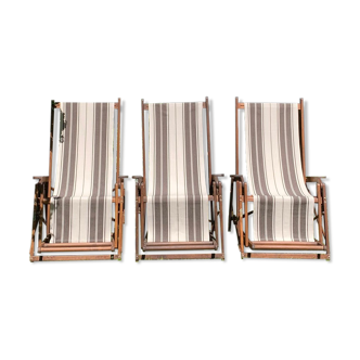 3 Ocean liner deck chairs