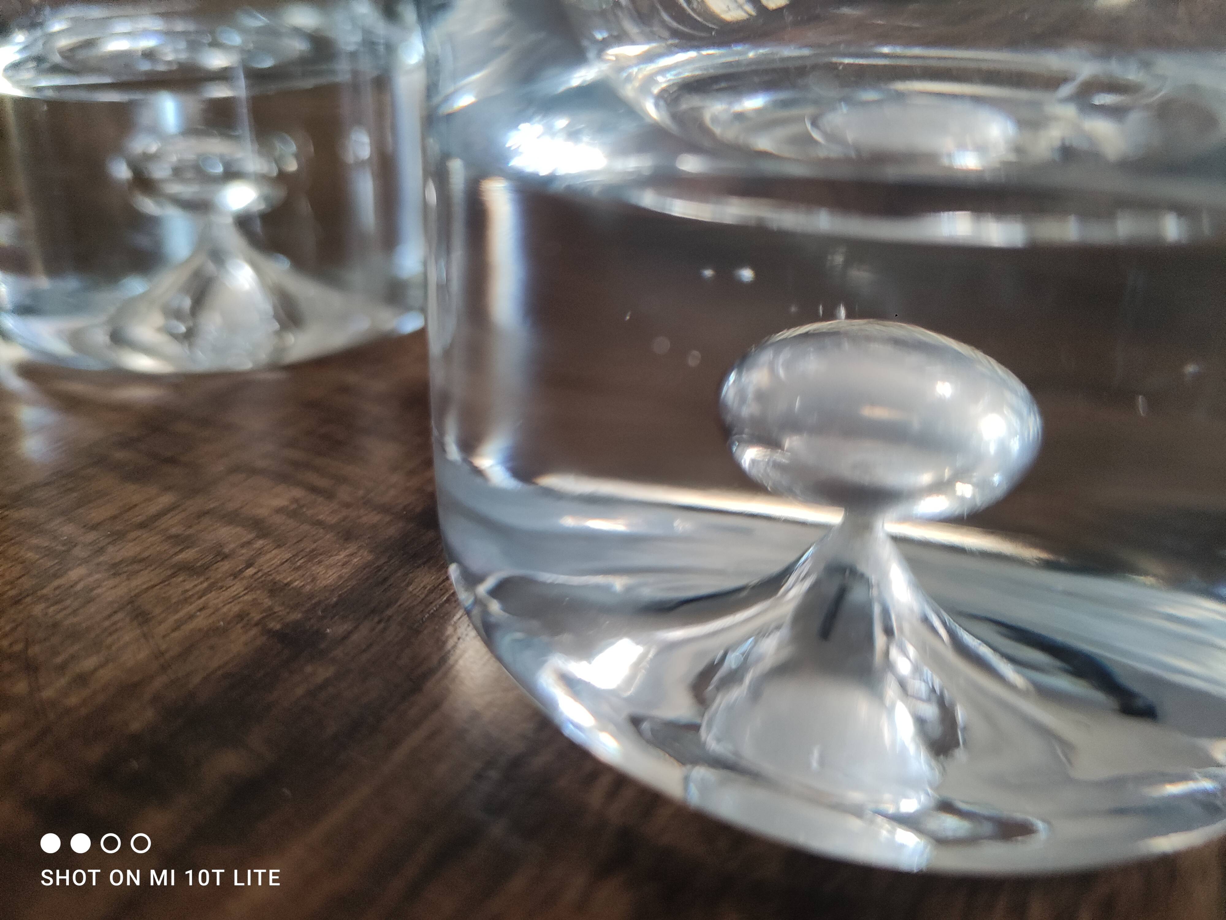 Set of 6 Long Drink glasses in crystalline thick base with air bubble