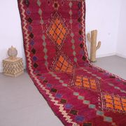 Large Burgundy Moroccan rug 196 x 472 cm - Vintage Moroccan Wool Rug Boho