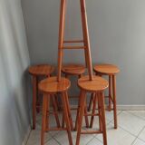 Set of 6 pine bar stools