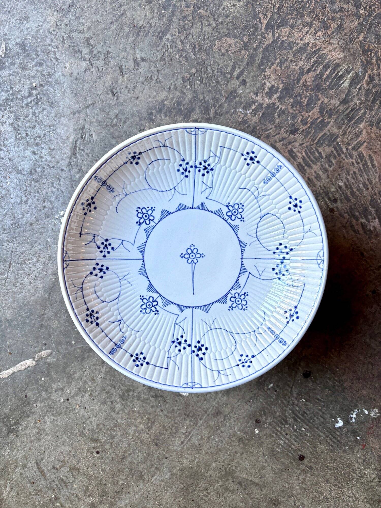 Sarreguemines compotier in white and blue earthenware, "Copenhagen" service - early 20th century