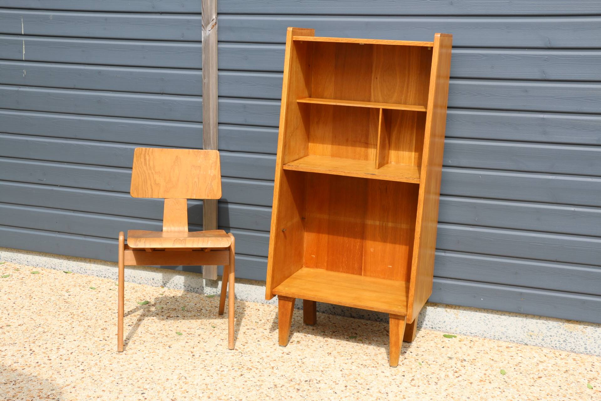 Meuble bibliothèque niches 1950